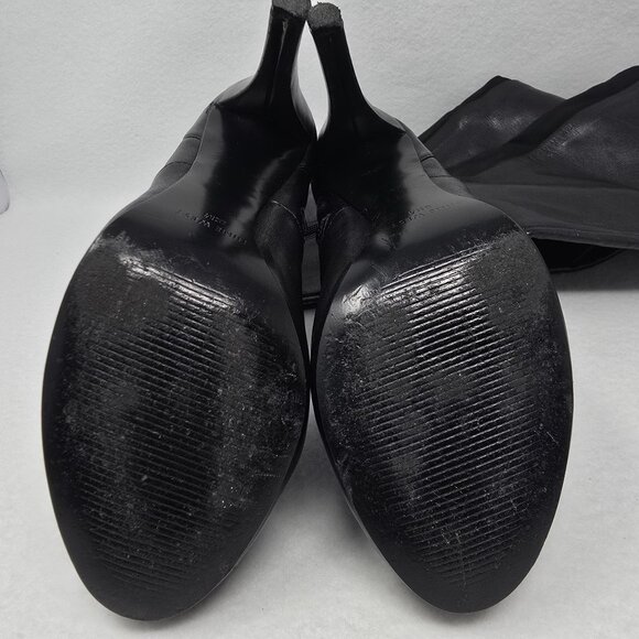 Black Leather Over The Knee Boots 5" Heel Ultra High 8.5 M Nine West Sexy - Picture 12 of 15